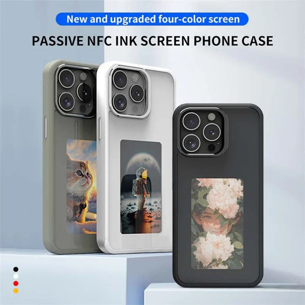 DIY E-Ink Screen NFC Function Phone Case Four Color Display Wireless Transmission 3.7-inch Screen For iphone 11/12/13/14/15/16