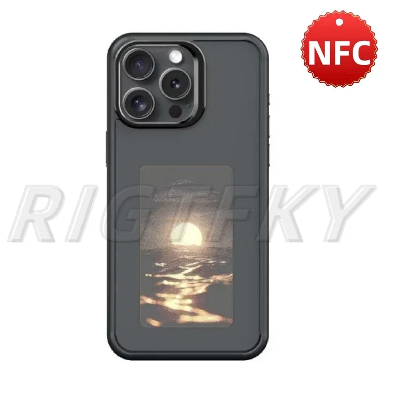 DIY E-Ink Screen NFC Function Phone Case Four Color Display Wireless Transmission 3.7-inch Screen For iphone 11/12/13/14/15/16